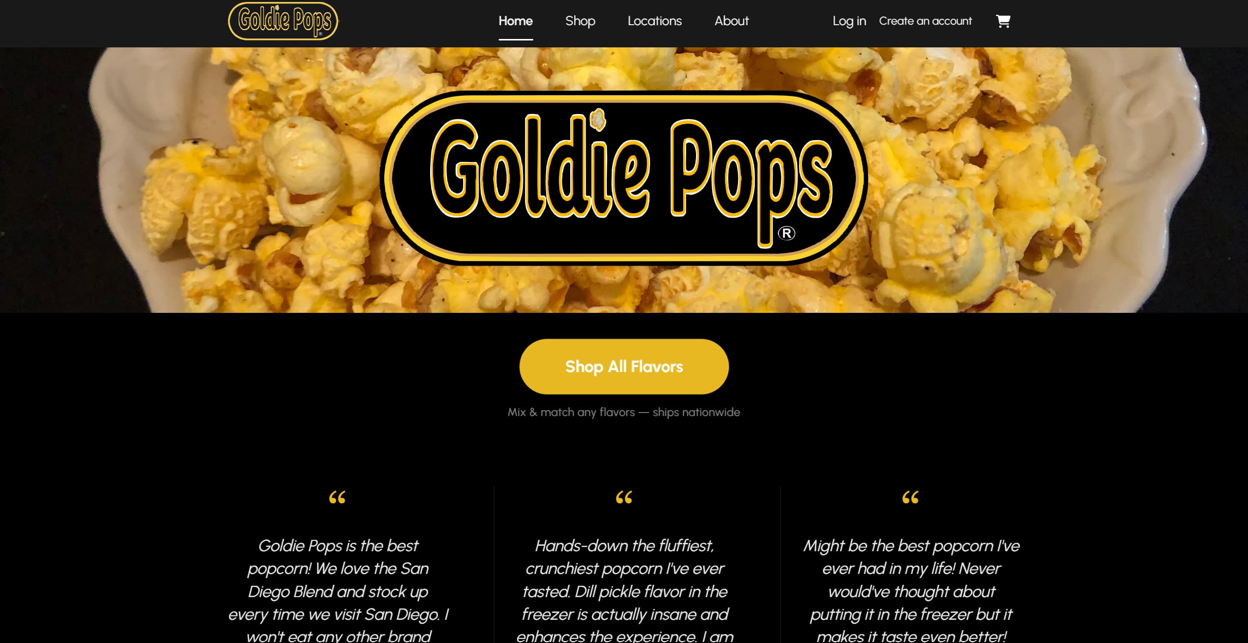 Goldie Pops Shopify Store