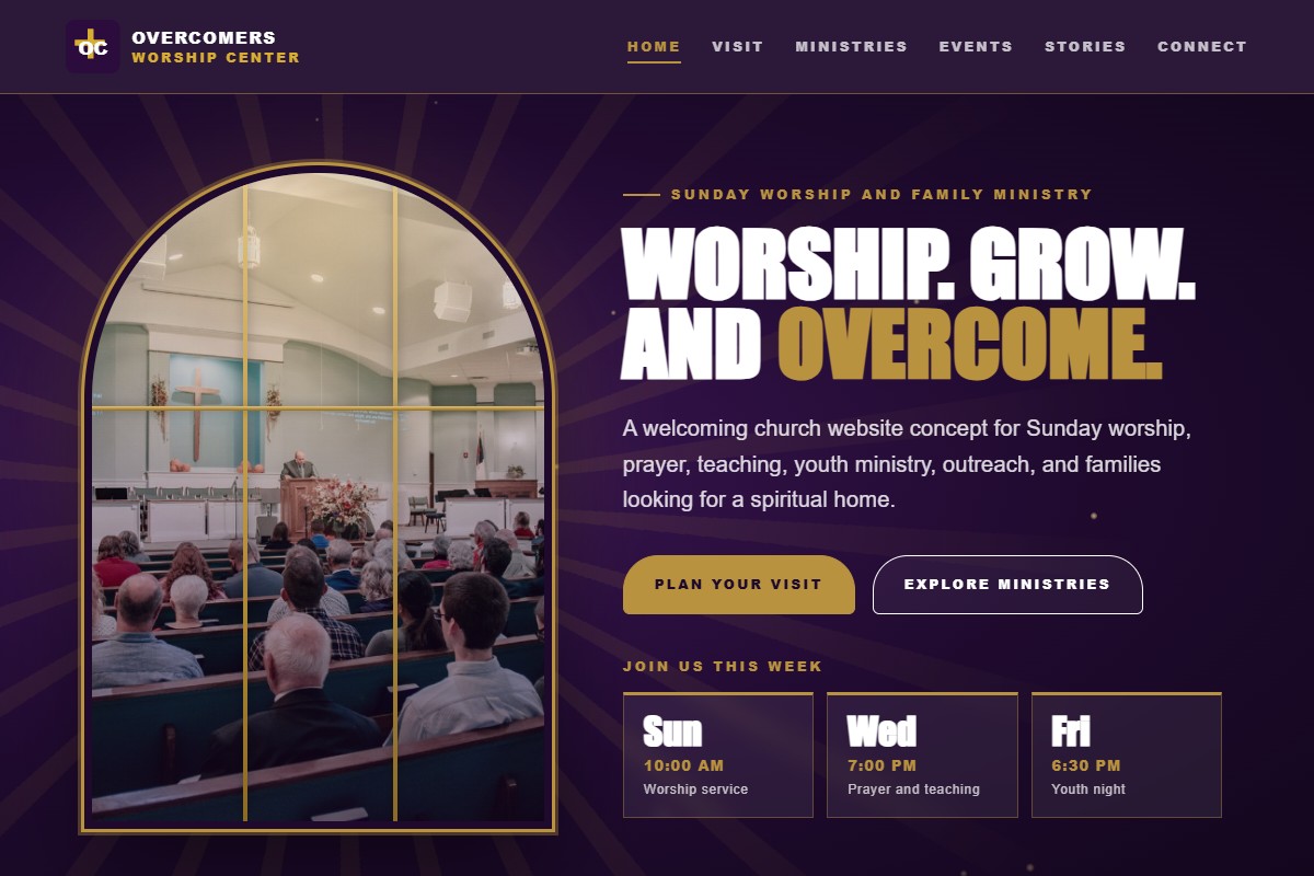 Overcomers Worship Center Church Website