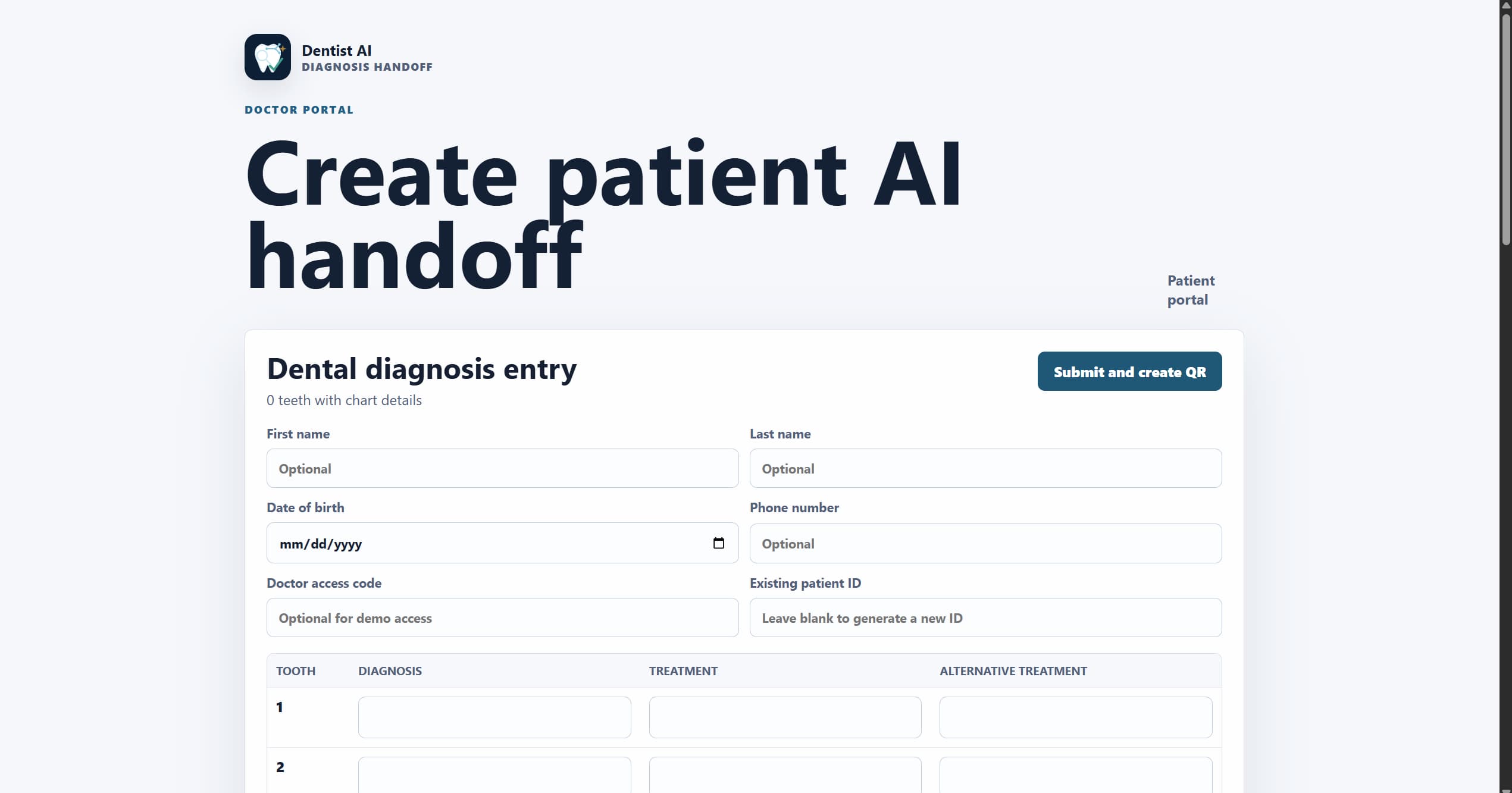 Doctor Input Page