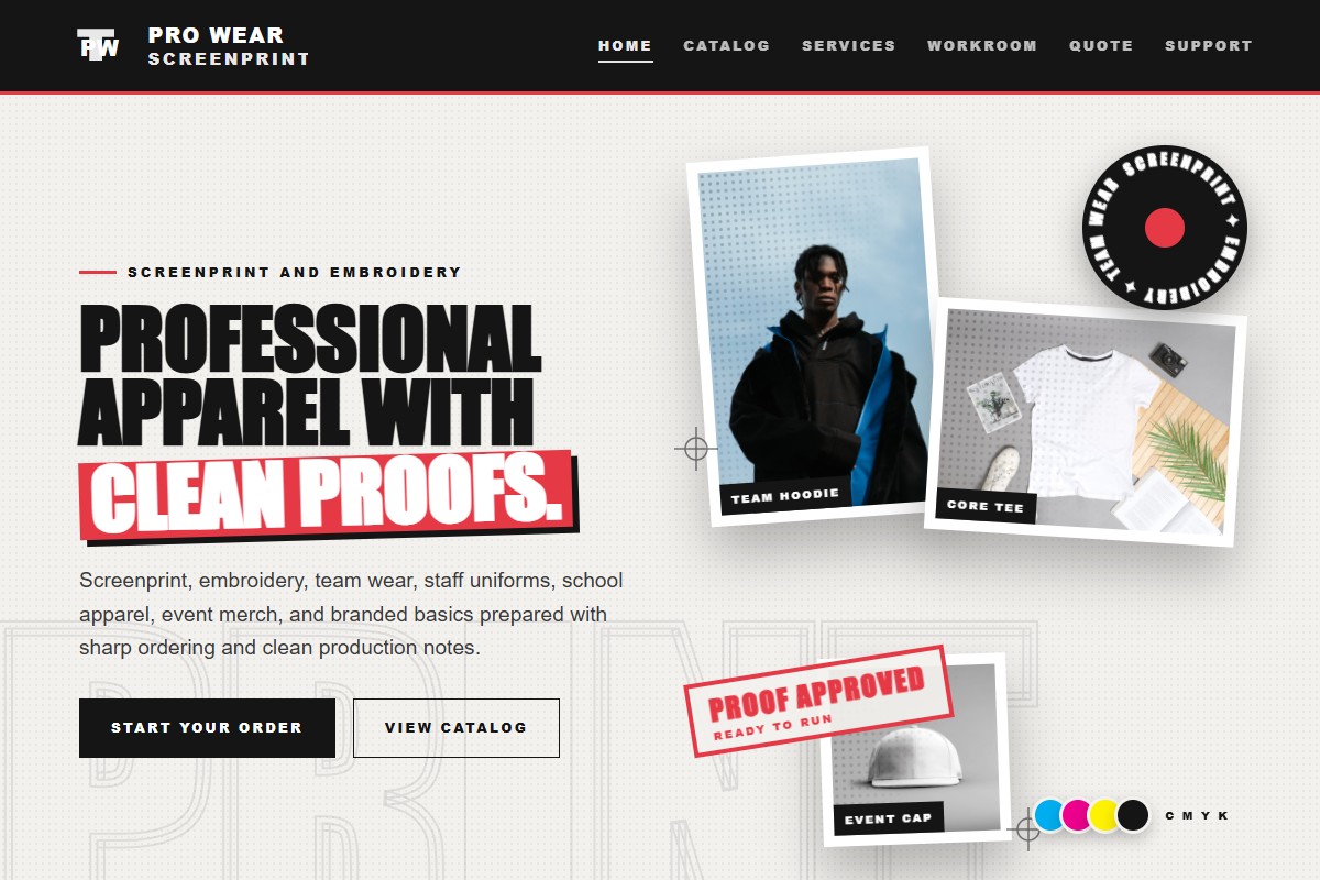Pro Wear Screenprint and Embroidery Website